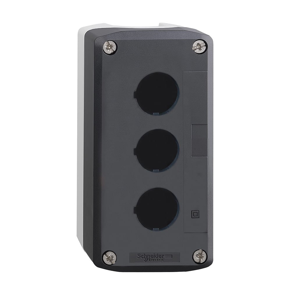 BOTOEIRA DE COMANDO 3 FUROS Ø22MM, VAZIA, CINZA, PARA BOTÃO MODULAR XALD03