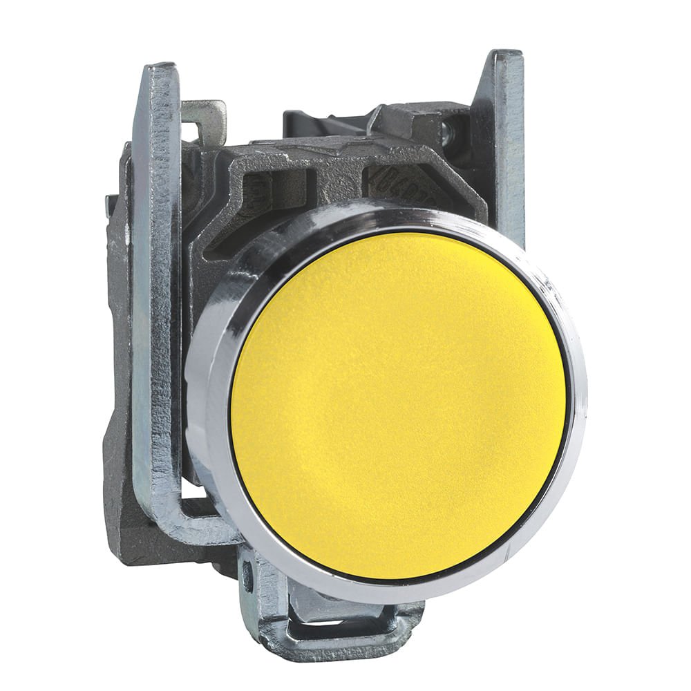 BOTÃO Ø22MM METÁLICO, RETORNO POR MOLA, AMARELO, NA+NF XB4BA55