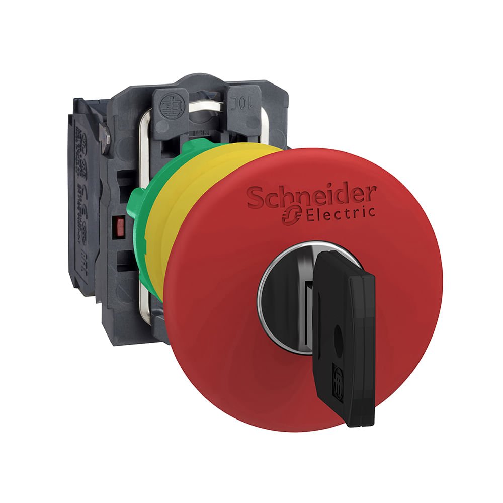 BOTÃO Ø22MM PLÁSTICO, EMERGÊNCIA, COGUMELO Ø40MM, VERMELHO, NF XB5AS9442