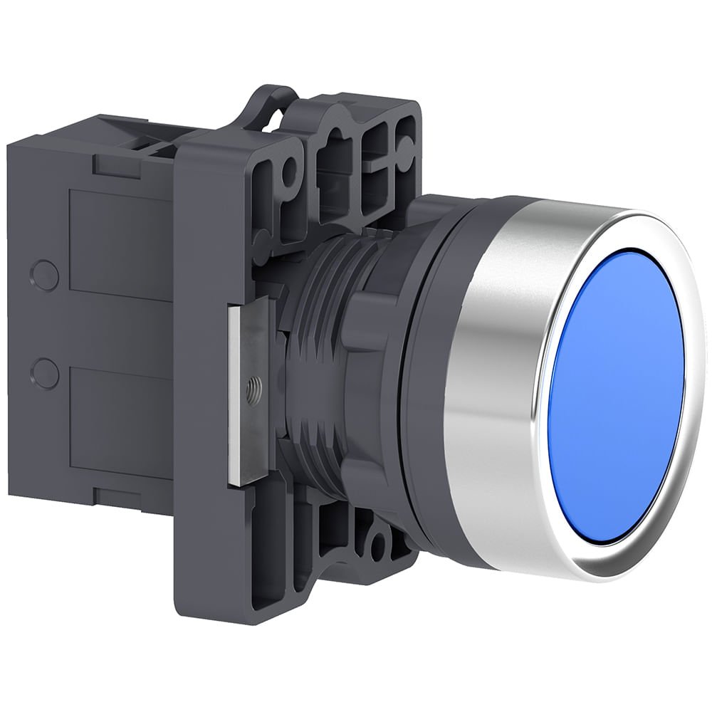 BOTÃO Ø22MM PLÁSTICO, RETORNO POR MOLA, AZUL, NA XA2EA61