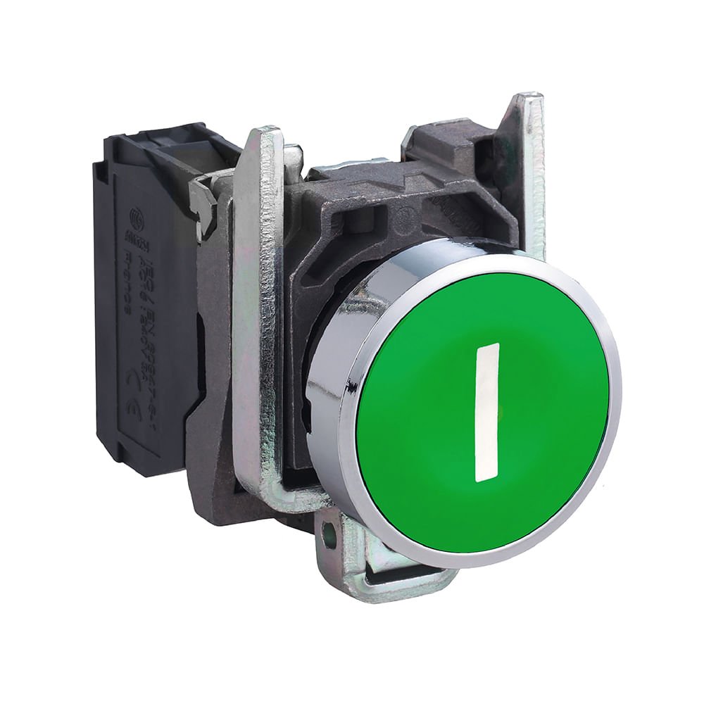 BOTÃO Ø22MM METÁLICO, RETORNO POR MOLA, VERDE, I, NA XB4BA3311