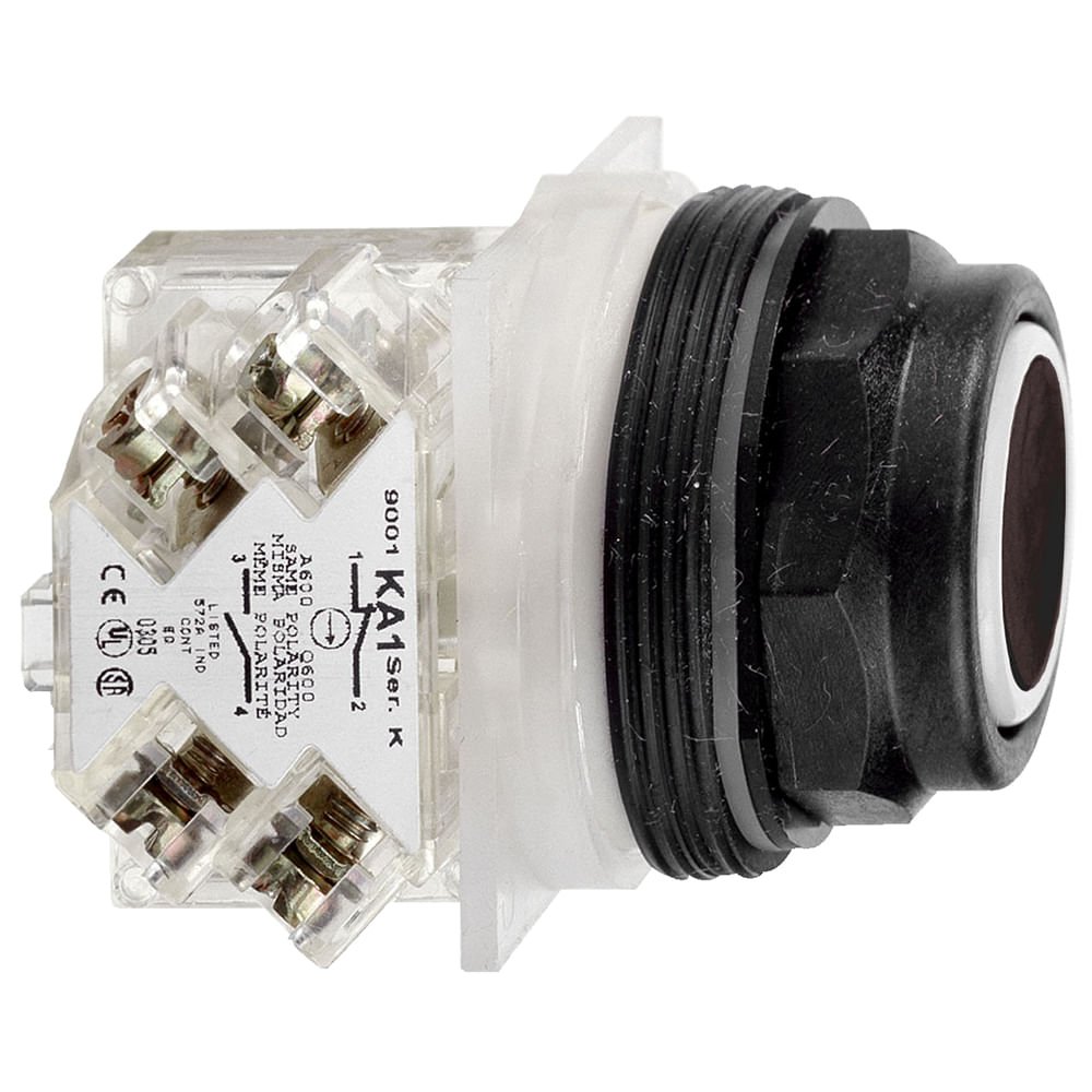 BOTAO 30MM PLASTICO A IMPULSAO 1NA 1NF PRETO 9001SKR1BH13