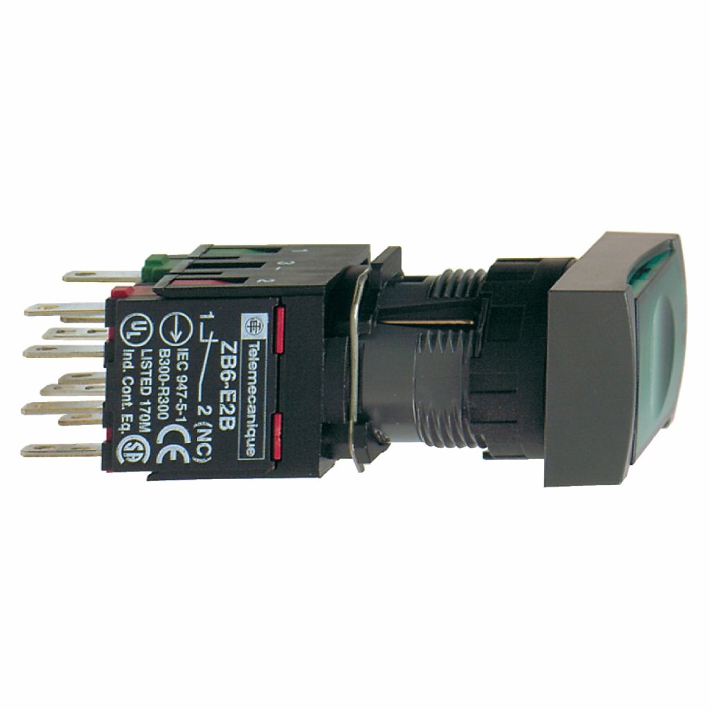 BOTAO 16MM PLASTICO LUMINOSO COM RETENCAO RETANGULAR VERDE 1 XB6DF3B1B