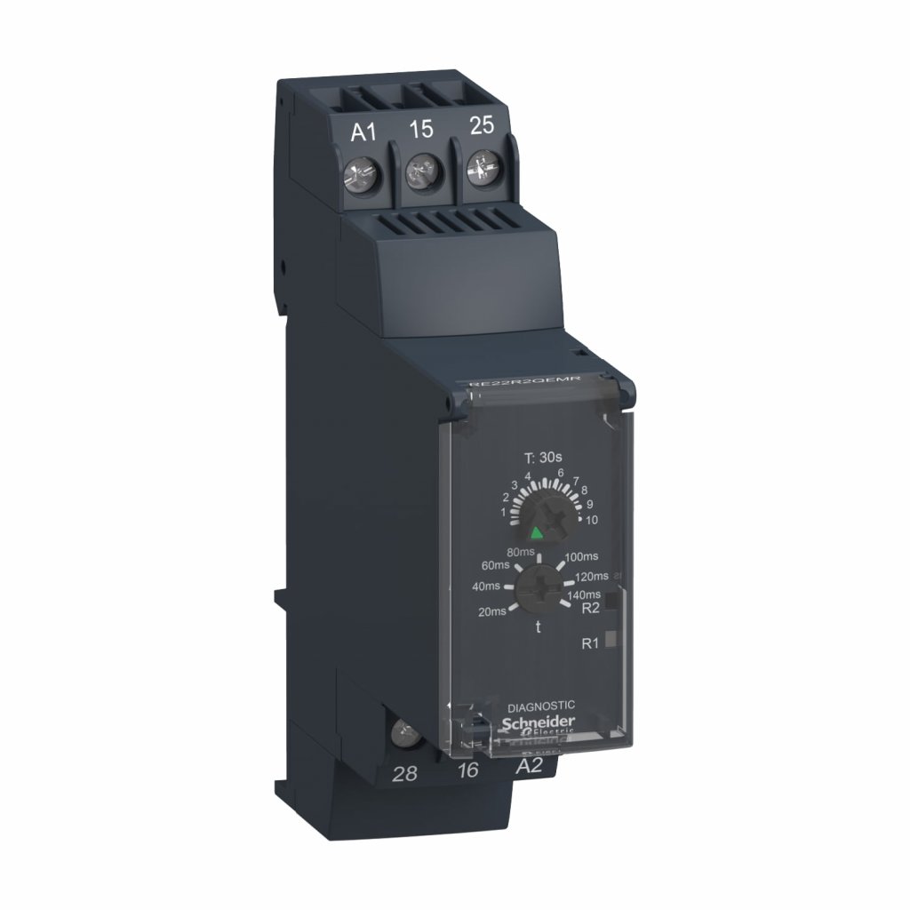 ZELIO TIMER RE22 TEMPORIZADOR DE FUNÇÃO, 24240 V AC / DC, 5 A, 1 S 300 H, RE22R2QEMR