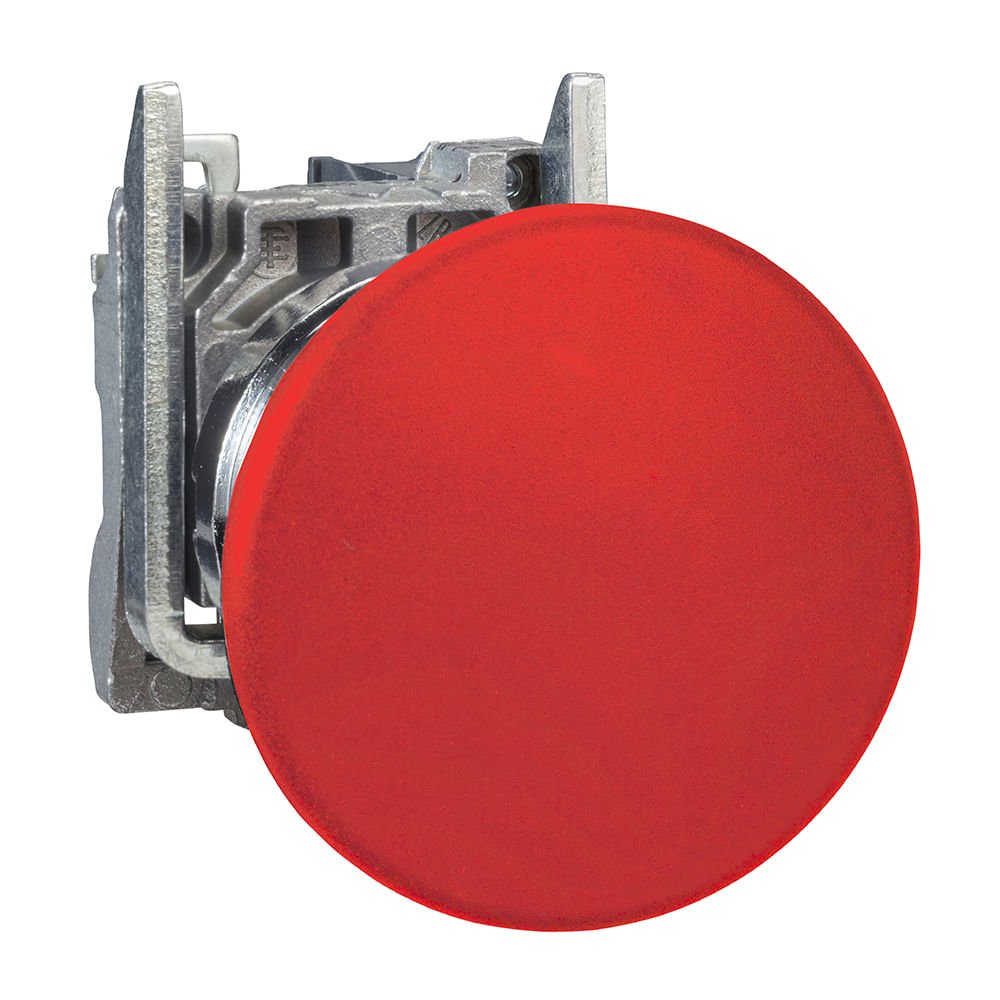 BOTÃO Ø22MM METÁLICO, RETORNO POR MOLA, COGUMELO Ø40, VERMELHO, NF XB4BC42
