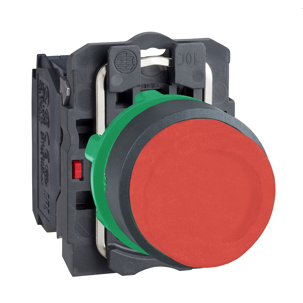BOTÃO Ø22MM PLÁSTICO, RETORNO POR MOLA, VERMELHO, SALIENTE, NF XB5AL42