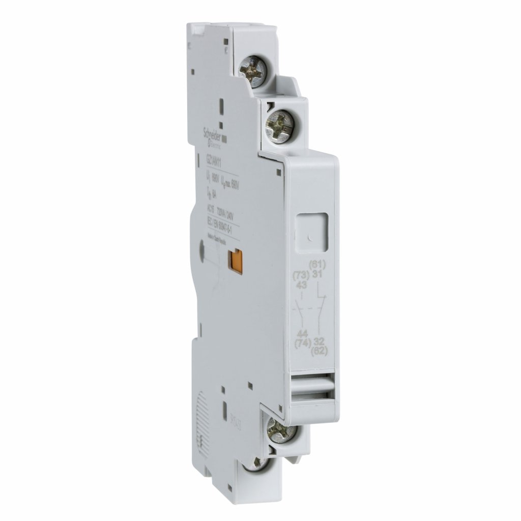 BLOCO DE CONTATO AUXILIAR EASYPACT 1 NA + 1 NF TERMINAIS DE BRAÇADEIRAS GZ1AN20