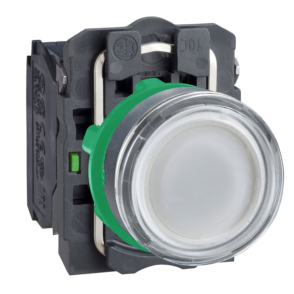 BOTÃO LUMINOSO Ø22MM PLÁSTICO, RETORNO POR MOLA, BRANCO, NA+NF, 230VCA XB5AW31M5
