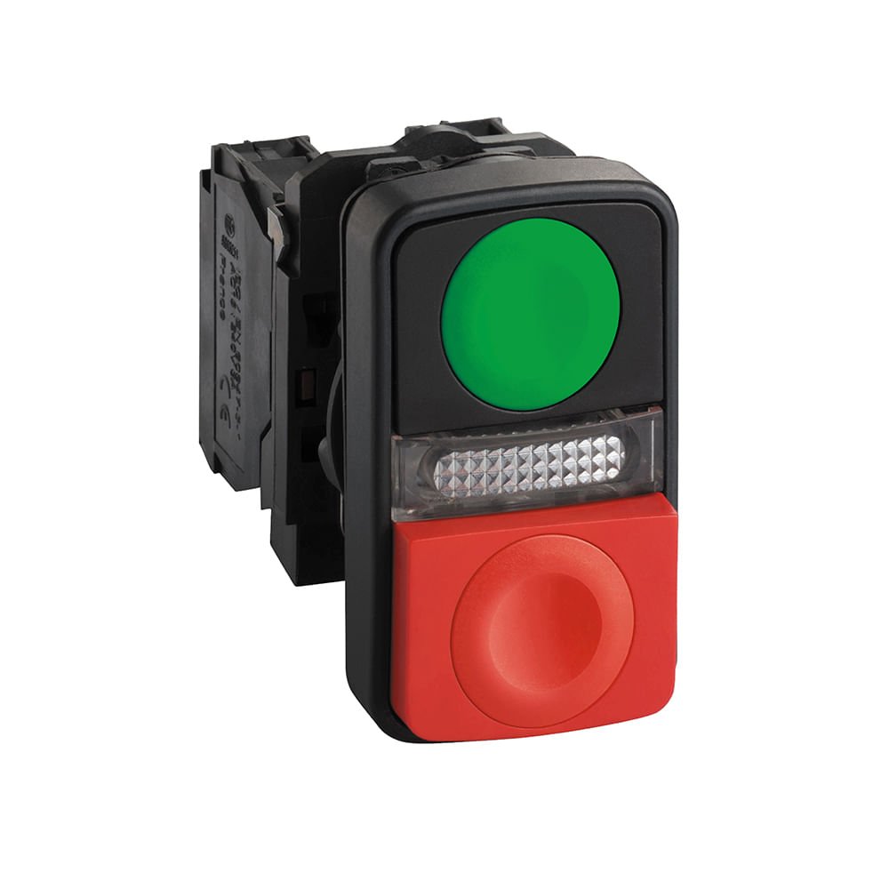 BOTÃO DUPLO Ø22MM PLÁSTICO, RETORNO POR MOLA, NA+NF, LED 230VCA XB5AW7A3740M5