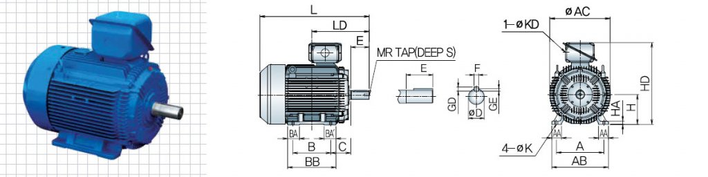 MOTOR CA 55KW/75HP 91,1A 440V 1785RPM 4P 60HZ IP55 TEFC PT554