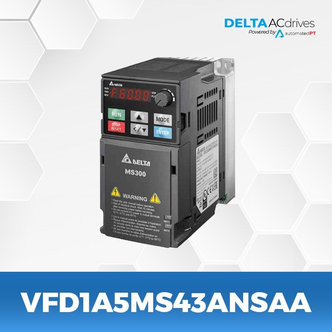 INVERSOR DE FREQUÊNCIA TRIFÁSICO 0,4KW 1,8A 380/480V 50/60HZ VFD1A5MS43ANSAA
