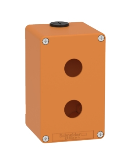 BOTOEIRA METÁLICA VAZIA Ø22MM LARANJA 2 FUROS 80X130X77MM